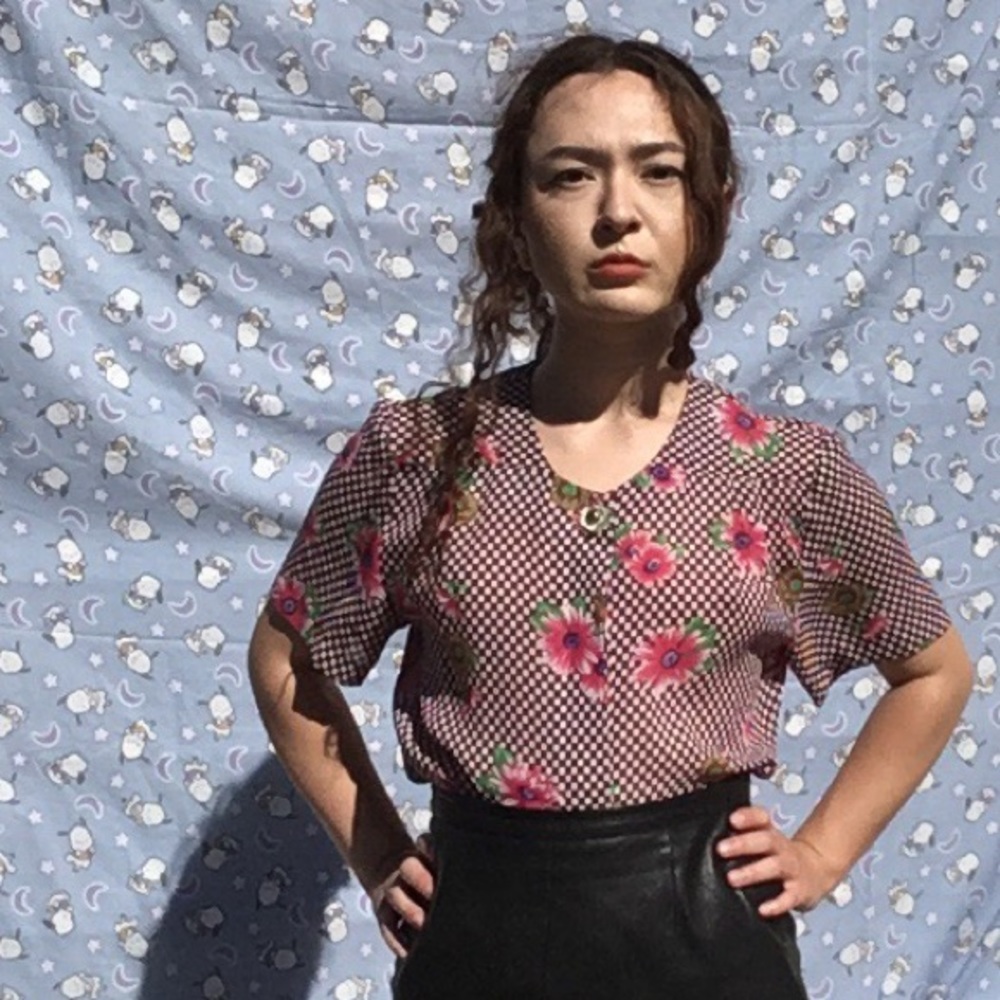 90S CHECKERED FLORAL TOP